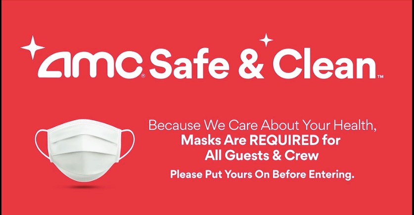 AMC provides safety precaution banners in theaters and on their website. Picture via amctheaters.com 
